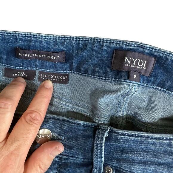 NYDJ Not Your Daughters Jeans Womens 8 Blue Marilyn Straight Cool Embrace Crop - Picture 4 of 7